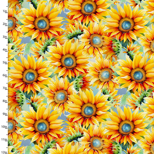 PREORDER ITEM - EXPECTED JANUARY 2025: Hummingbird Bouquet Licensed by Shawna Stewart Digitally Printed Sunflower Jewels Yellow    22957.YLW Cotton Woven Fabric