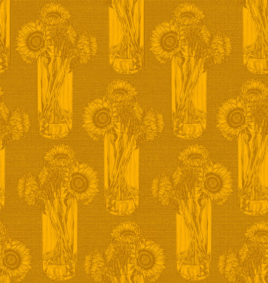 PREORDER ITEM - EXPECTED MARCH 2025: Indelible by Anna Maria Textiles Sunflowers Saffron    AMT1004-54L Cotton Woven Fabric