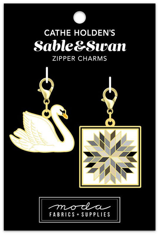 Swan Quilt Block Zipper Pulls by Cathe Holden Set of 2     CH167