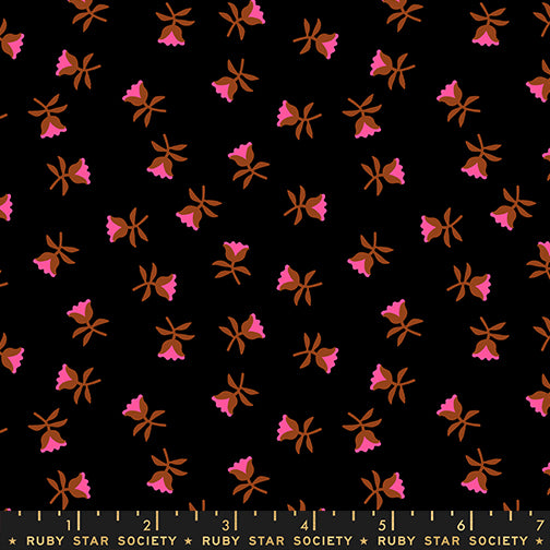 PREORDER ITEM EXPECTED IN MARCH 2026: Mystic Fable by Alexia Marcelle Abegg of Ruby Star Society Sweetflower Soft Black    RS4151.18 Cotton Woven Fabric