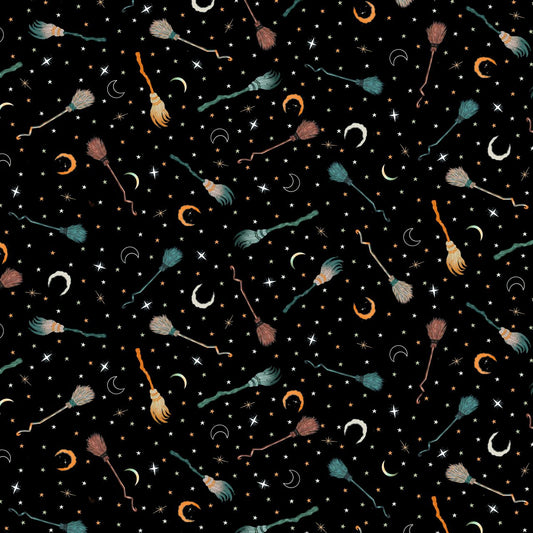 Preorder June 2026: Witchy Wicked Broomsticks Stars and Moon 4867-99 by Rose Halsey