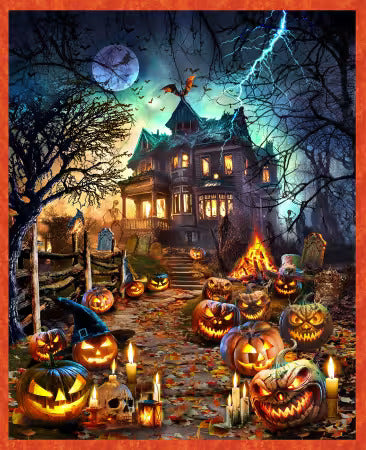 PREORDER ITEM-EXPECTED JULY 2026: Nightmare At Halloween by Adrian Chesterman 36" Panel Spooky Halloween Haunts Panel DDC12737-MULT Cotton Woven Fabric