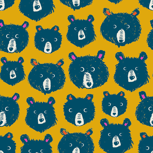 Teddy & The Bears by Sarah Watts of Ruby Star Society Teddy and The Bears Goldenrod    RS2102.11 Cotton Woven Fabric