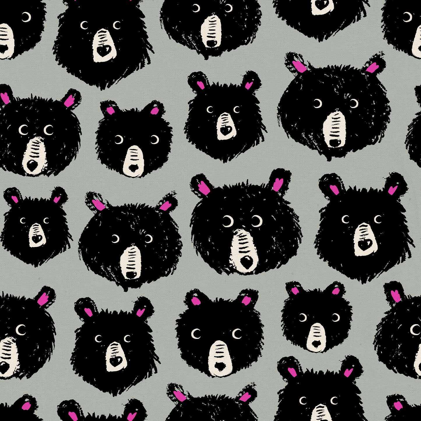 Teddy & The Bears by Sarah Watts of Ruby Star Society Teddy and The Bears Steel RS2110.19L Cotton Linen Canvas Fabric