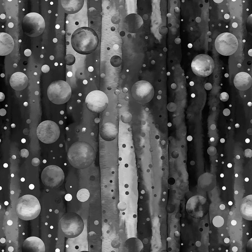 PREORDER ITEM EXPECTED IN JANUARY 2026: Bubble Pops Digital 108" by Tango Twist Texture Black  108” Wideback   BQ4418-99 Cotton Woven Fabric