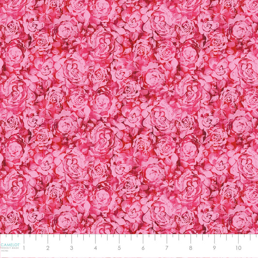 PREORDER ITEM - EXPECTED DECEMBER 2024: Daphne Textured Roses Pink    21231303-01 Cotton Woven Fabric