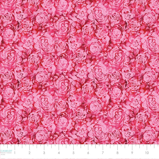 Daphne Textured Roses Pink 21231303-01 Cotton Woven Fabric