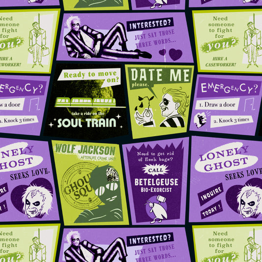 Licensed Beetlejuice The Movie The Afterlife Times 23340201-01 Cotton Woven Fabric