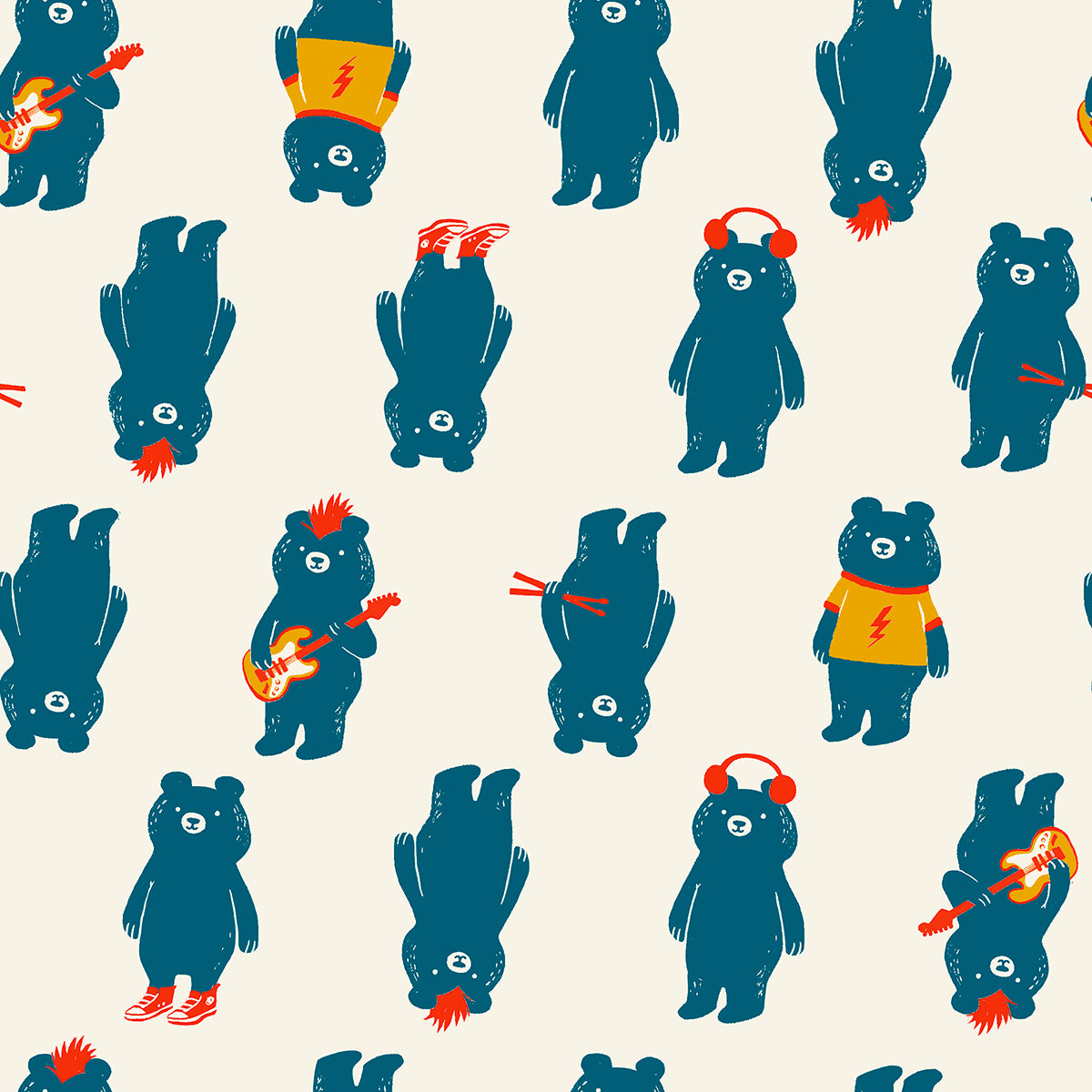 Teddy & The Bears by Sarah Watts of Ruby Star Society The Band Buttercream    RS2103.11 Cotton Woven Fabric