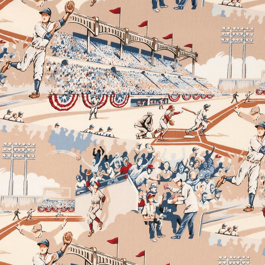 Nicole's Prints The Great American Past Time Vintage Tea 6074A Cotton Woven Fabric