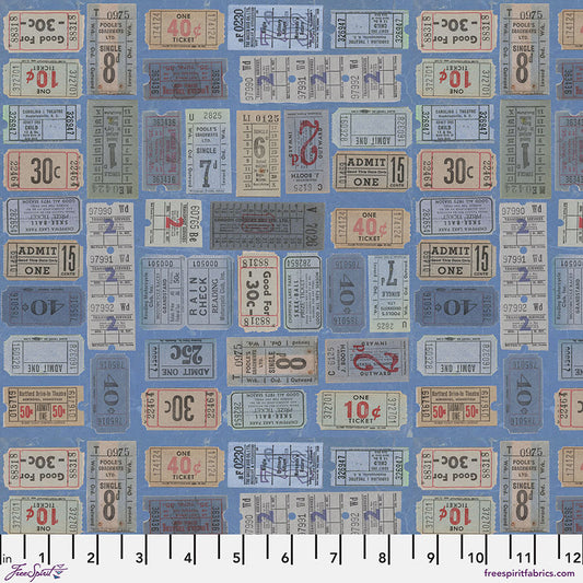 Tim Holtz Eclectic Element Palette Tickets Indigo    PWTH292.INDIGO Cotton Woven Fabric