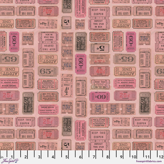 New Arrival: Tim Holtz Eclectic Element Palette Tickets Pink    PWTH212.PINK Cotton Woven Fabric