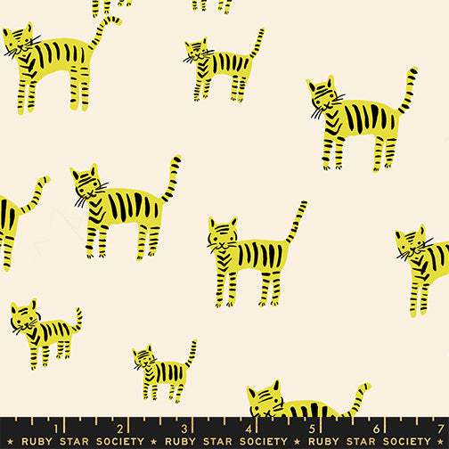 PREORDER ITEM - EXPECTED OCTOBER 2025: Catnap by Alexia Marcelle Abegg of Ruby Star Society Tiger Stripes Citron    RS4132.11 Cotton Woven Fabric