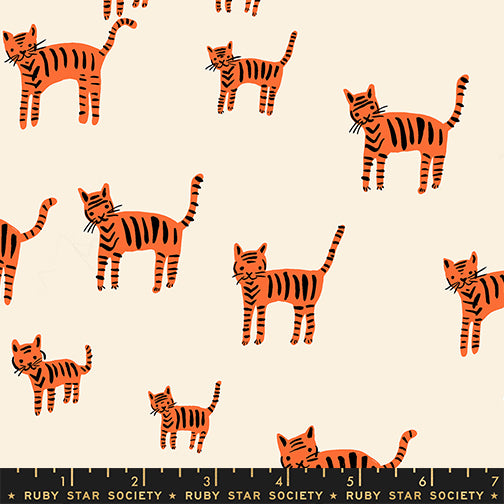 PREORDER ITEM - EXPECTED OCTOBER 2025: Catnap by Alexia Marcelle Abegg of Ruby Star Society Tiger Stripes Orange    RS4132.12 Cotton Woven Fabric