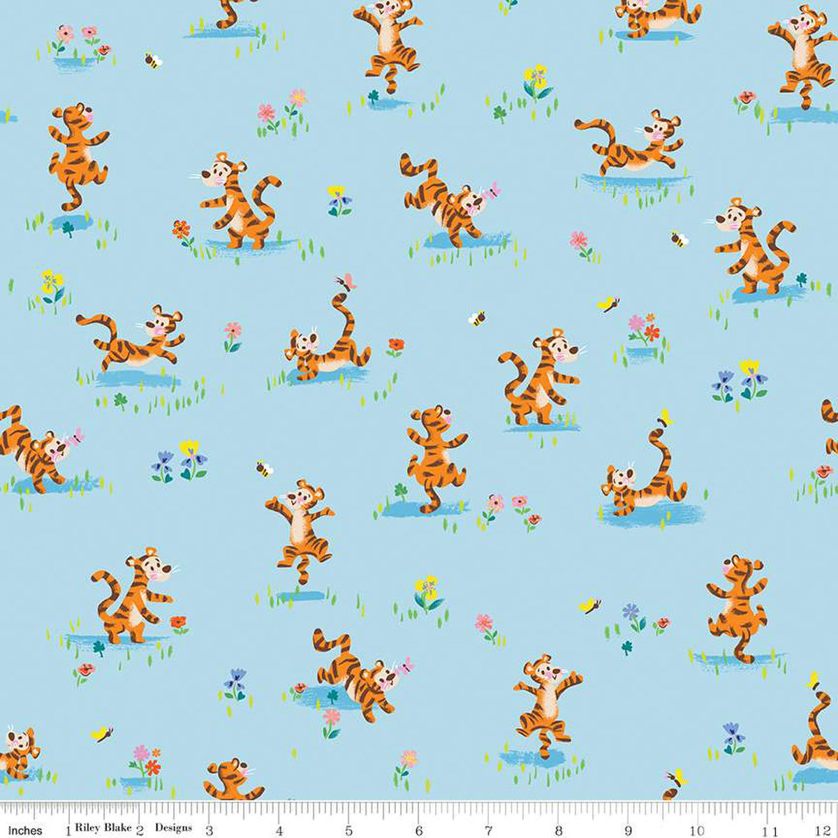 100 Aker Woods by Jill Howarth Tigger Bounce Sky    C15173-SKY Cotton Woven Fabric