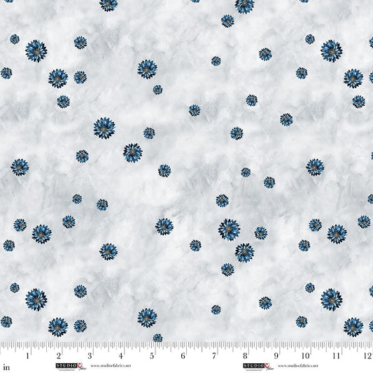 PREORDER ITEM EXPECTED IN JANUARY 2026: Behind Blue Eyes Digital by Funny Girl Tiny Flower Toss Pearl 8654-11 Cotton Woven Fabric