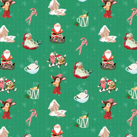 Preorder July 2026: Letters to Santa Green Holiday Friends 19010202-01 by Camelot Fabrics