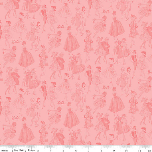 PREORDER ITEM - EXPECTED NOVEMBER 2025: Licensed Barbie Vintage Tonal Pink C16892-PINK Cotton Woven Fabric