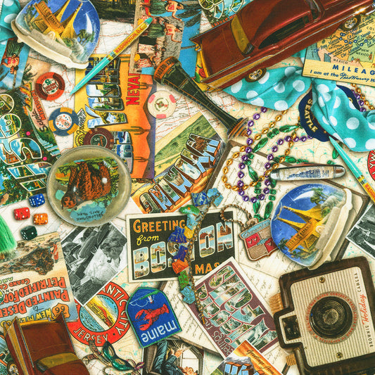 Vintage Voyage by Aimee Stewart Travel Vintage ATXD-23072-200 Cotton Woven Fabric