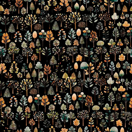 PREORDER ITEM - EXPECTED MARCH 2025: Bigfoot by Morris Creative Group Trees Black    30996J Cotton Woven Fabric