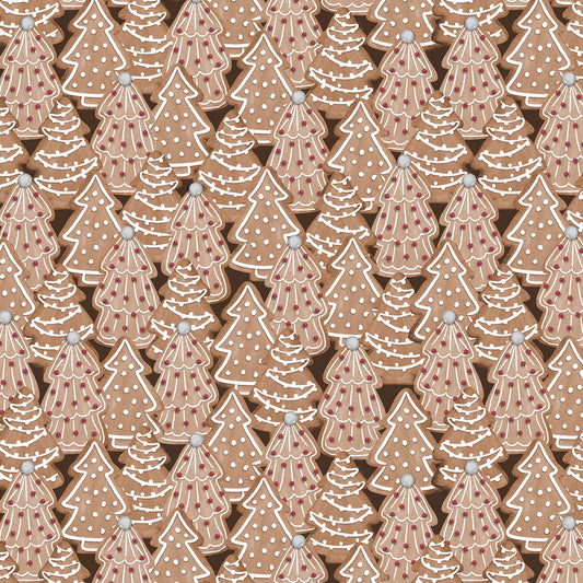 PREORDER ITEM: Baking Up Joy by Danielle Leone Trees Packed Chocolate    27709-212 Cotton Woven Fabric