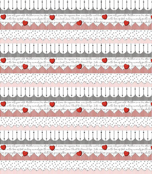 All My Heart by J. Wecker Frisch Trimmings Border Stripe C14132-WHITE Cotton Woven Fabric