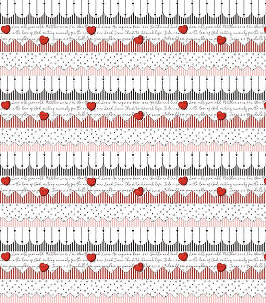 All My Heart by J. Wecker Frisch Trimmings Border Stripe C14132-WHITE Cotton Woven Fabric