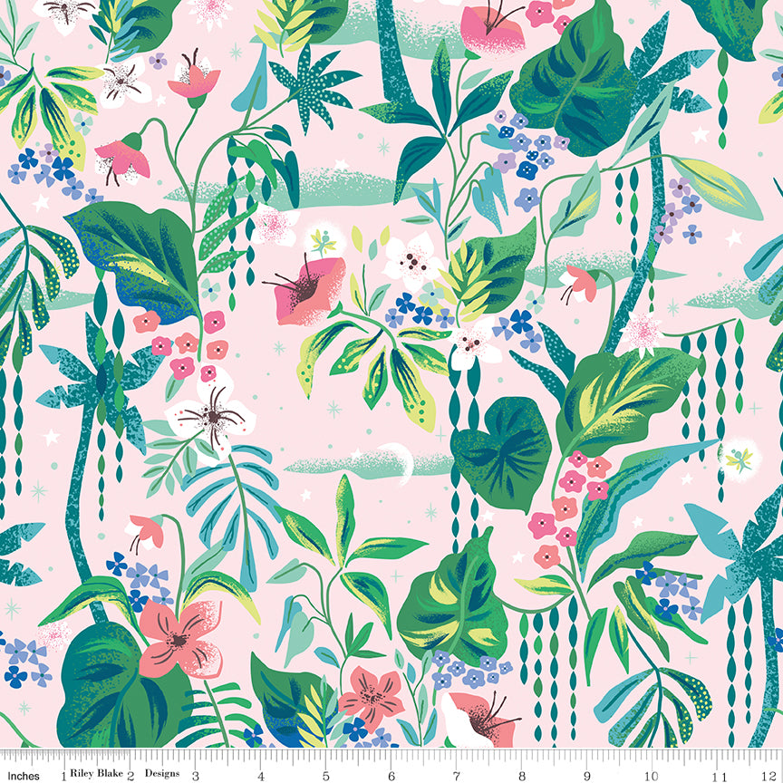 PREORDER ITEM - EXPECTED MARCH 2025: Forever Neverland by Jill Howarth Tropical Floral Pink    C15903-PINK Cotton Woven Fabric