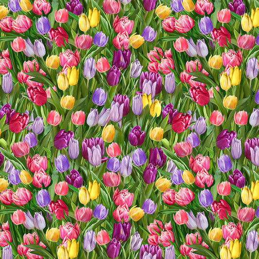 Just Hatched by Dana Gelsinger Tulip Field CD3251-TULIP Cotton Woven Fabric