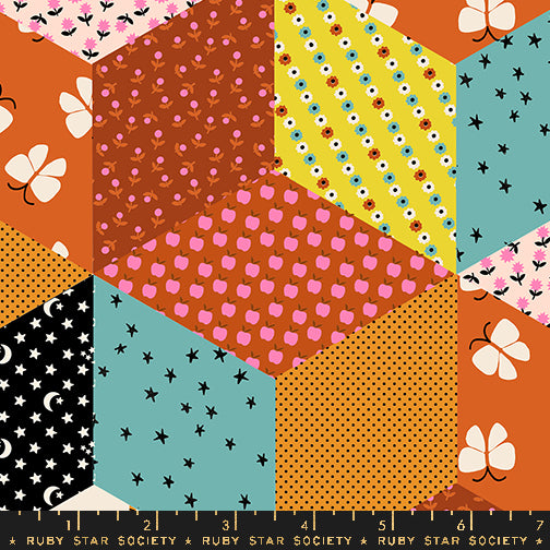 PREORDER ITEM - EXPECTED MARCH 2025: ooh Lucky Lucky by Alexia Marcelle Abegg of Ruby Star Society Tumbling Blocks Caramel    RS4112.15 Cotton Woven Fabric