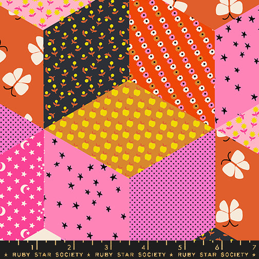 PREORDER ITEM - EXPECTED MARCH 2025: ooh Lucky Lucky by Alexia Marcelle Abegg of Ruby Star Society Tumbling Blocks Lucky Pink    RS4112.11 Cotton Woven Fabric