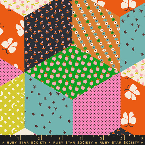 PREORDER ITEM - EXPECTED MARCH 2025: ooh Lucky Lucky by Alexia Marcelle Abegg of Ruby Star Society Tumbling Blocks Vivid    RS4112.16 Cotton Woven Fabric