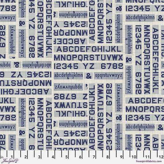 Tim Holtz Eclectic Element Palette Typography Indigo    PWTH295.INDIGO Cotton Woven Fabric