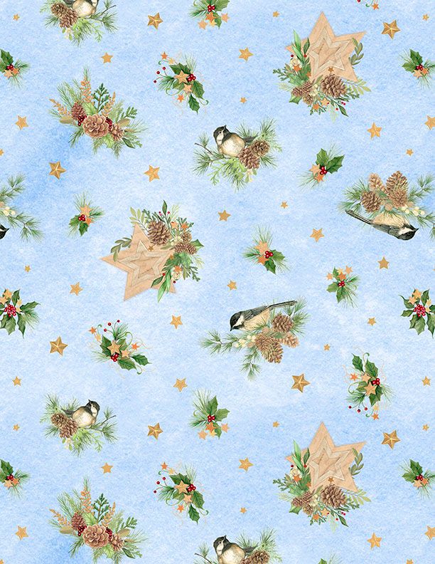 Preorder June 2026: Let It Snow-Man Birds & Pine Toss Light Blue 27757-472 by Danielle Leone