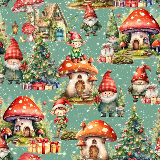 Preorder July 2026: Santa's Village Tiny Shire Sage Green 5098-13 by KK Fabrics
