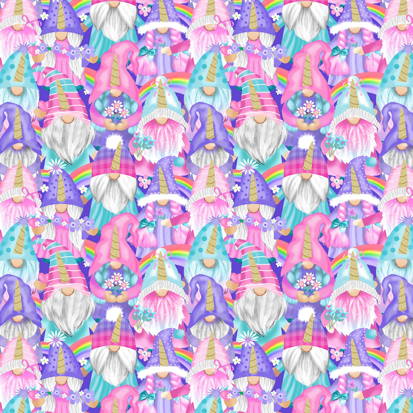 New Arrival: Unicorn Gnomes by Gail Cadden Unicorn Gnomes Rainbow    CD3369-RAINBOW Cotton Woven Fabric