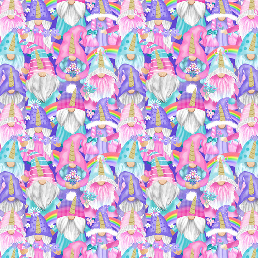 Unicorn Gnomes by Gail Cadden Unicorn Gnomes Rainbow CD3369-RAINBOW Cotton Woven Fabric