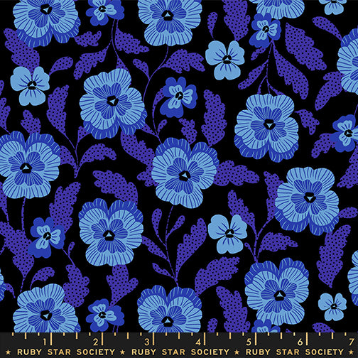 PREORDER ITEM - EXPECTED OCTOBER 2025: Hello Alice by Sarah Watts of Ruby Star Society Violets Black    RS2126.16 Cotton Woven Fabric