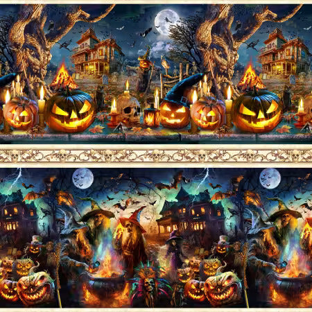 PREORDER ITEM-EXPECTED JULY 2026: Nightmare At Halloween by Adrian Chesterman Halloween Street DDC12736-MULT Cotton Woven Fabric
