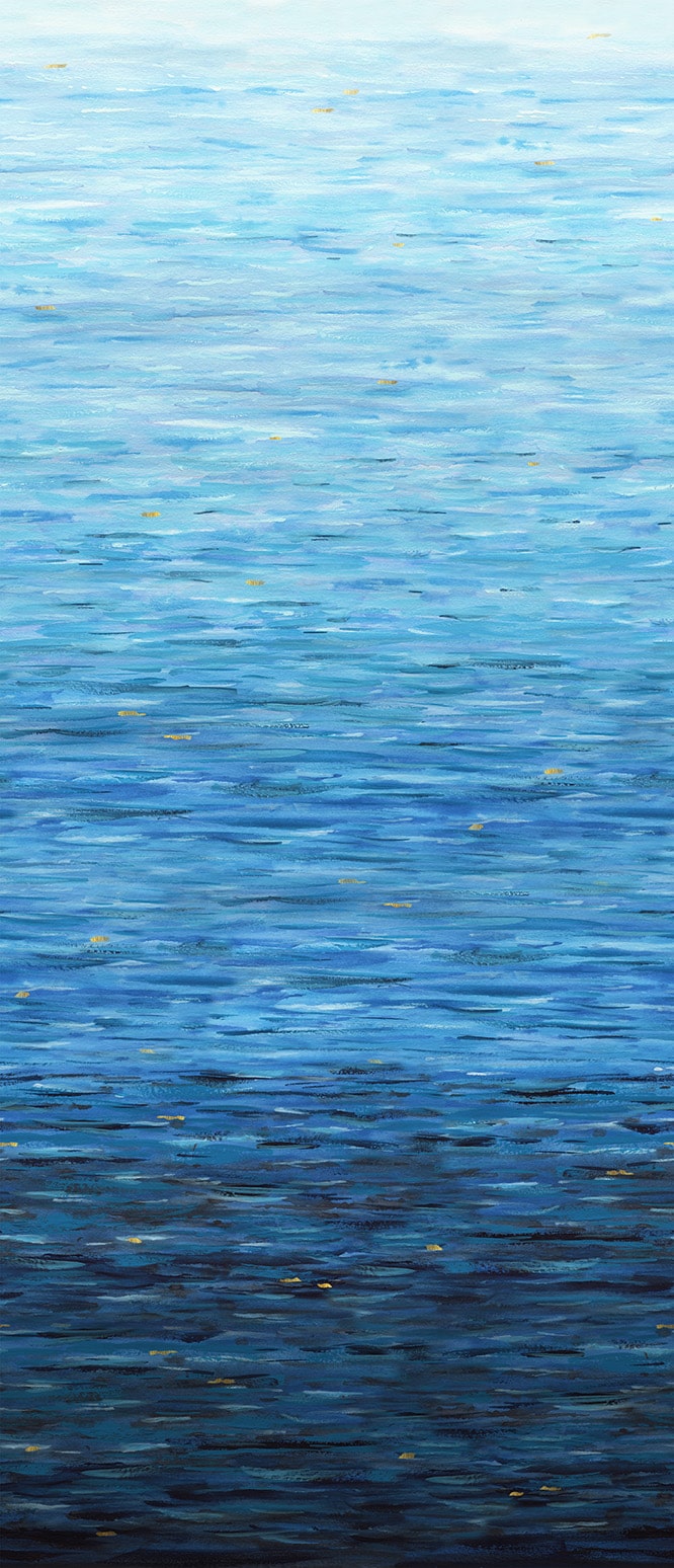 PREORDER ITEM EXPECTED IN JANUARY 2026: Behind Blue Eyes Digital by Funny Girl Water Texture Ombre Pacific    8655-76 Cotton Woven Fabric