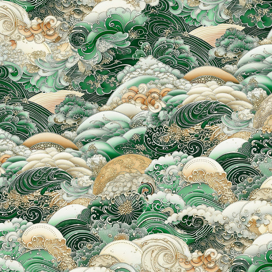 Nami by Clint Eagar Collection Waves in Motion  108” Wideback   NAMW05657G Cotton Woven Fabric