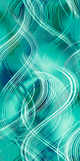 Synergy Wavy Plaid Turquoise 30943Q Cotton Woven Fabric