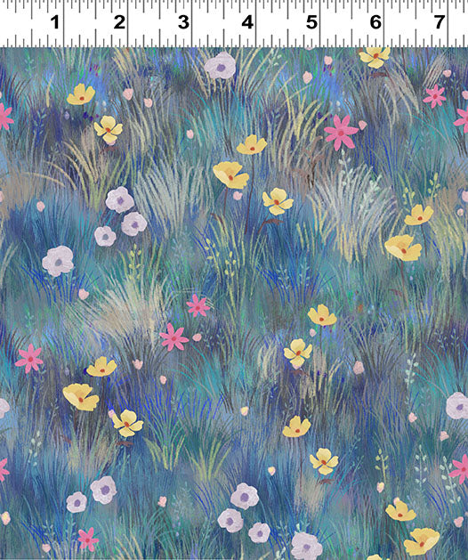 PREORDER ITEM - EXPECTED NOVEMBER 2024: Serenity Digital by Kendra Bunney Wildflowers Blue    Y4315-90 Cotton Woven Fabric