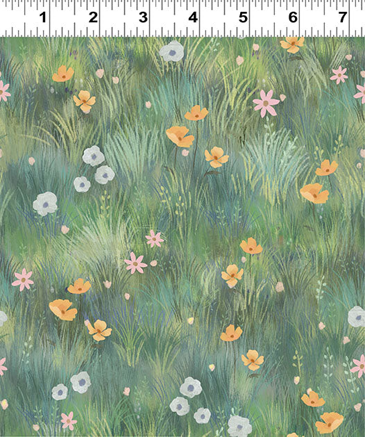 PREORDER ITEM - EXPECTED NOVEMBER 2024: Serenity Digital by Kendra Bunney Wildflowers Green    Y4315-21 Cotton Woven Fabric