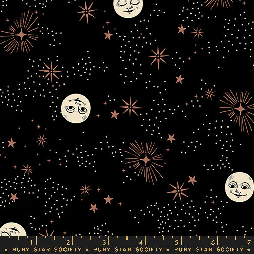 PREORDER ITEM - EXPECTED JULY 2024: Good Spirits by Ruby Star Society Wise Moons Black    RS5136.15 Cotton Woven Fabric