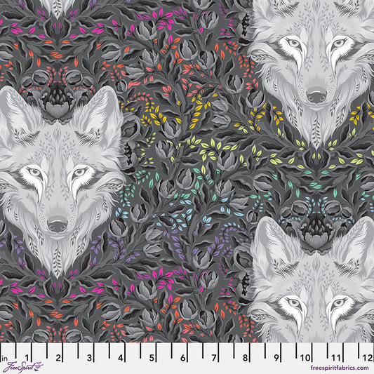 PREORDER ITEM - EXPECTED OCTOBER 2025: Tula Pink Graywork Wolf of Pink Street Carbon    PWTP256.CARBON Cotton Woven Fabric