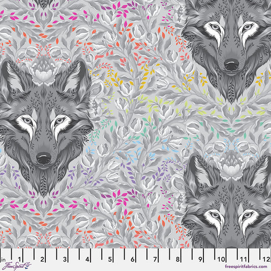 PREORDER ITEM - EXPECTED OCTOBER 2025: Tula Pink Graywork Wolf of Pink Street Fog    PWTP256.FOG Cotton Woven Fabric