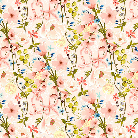 Serenity Blooms by Ginger Deverell Woven Memories Peach SR24516 Cotton Woven Fabric