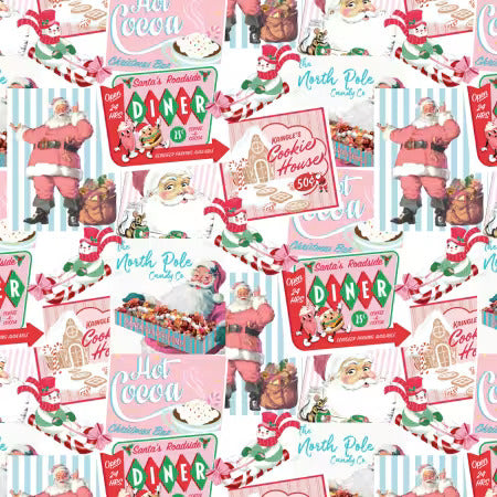 Preorder July 2026: Letters to Santa Multi Santas Diner 19010203-01 by Camelot Fabrics