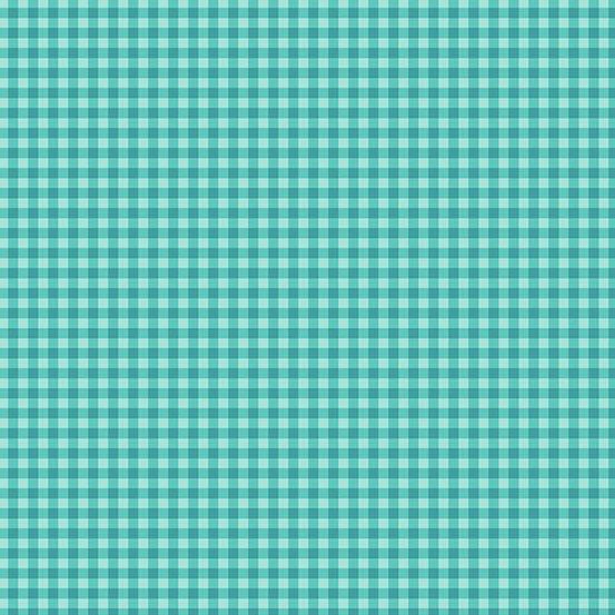 PREORDER ITEM-EXPECTED MARCH 2026: Ghostly Garden by K P Creates Bitty Gingham Aqua A-10199-T Cotton Woven Fabric